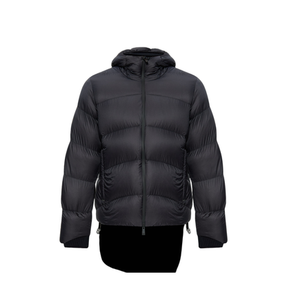 Black Fulcran Hooded Short Down Jacket