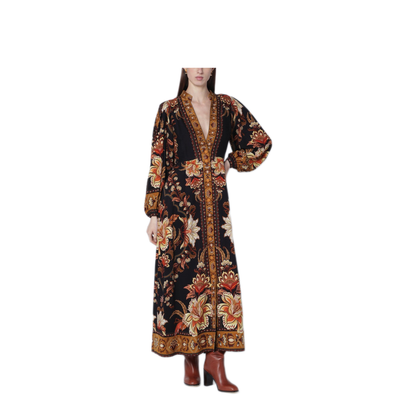 MAYFEYR - Farm Rio - Black Majestic Garden Long Dress - 344143CO26068