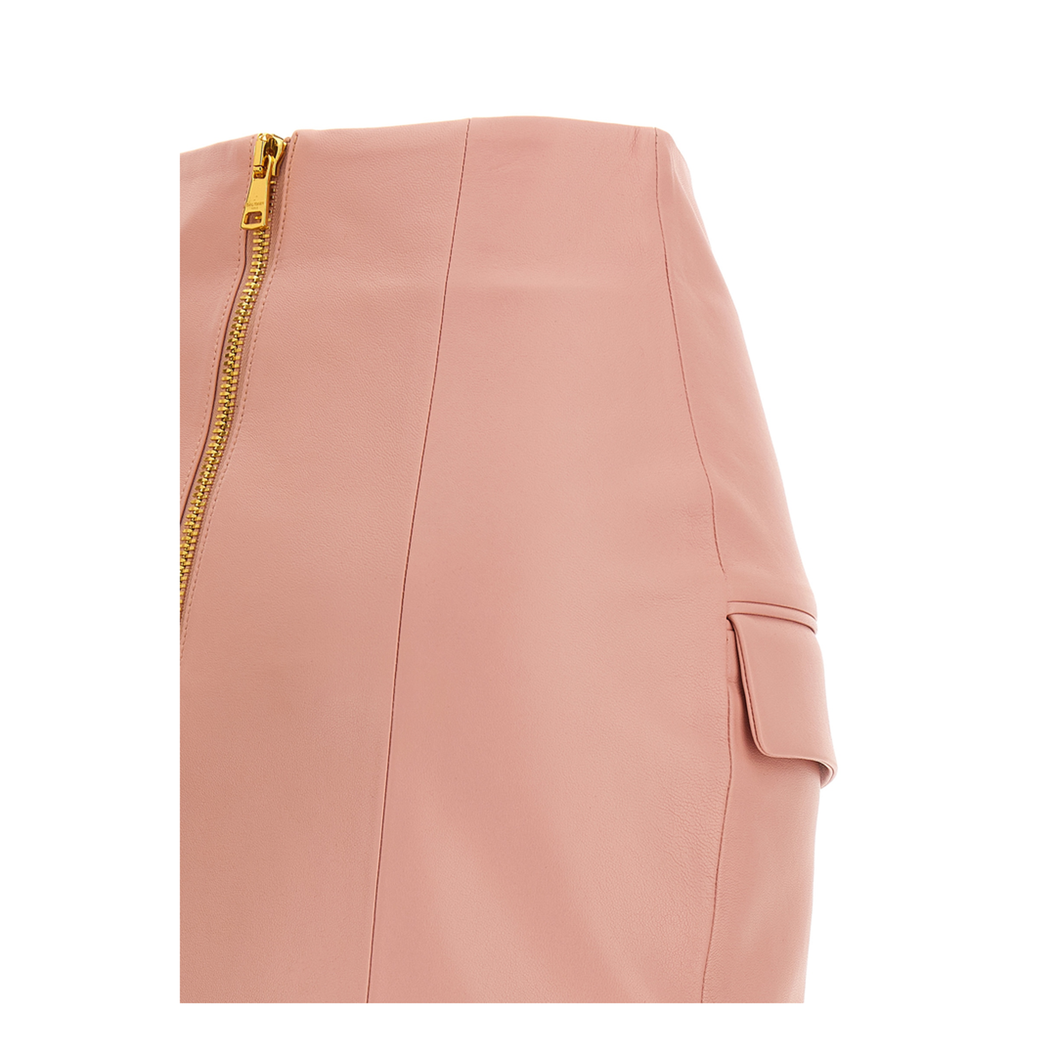 Short Lambskin Skirt with Buttons