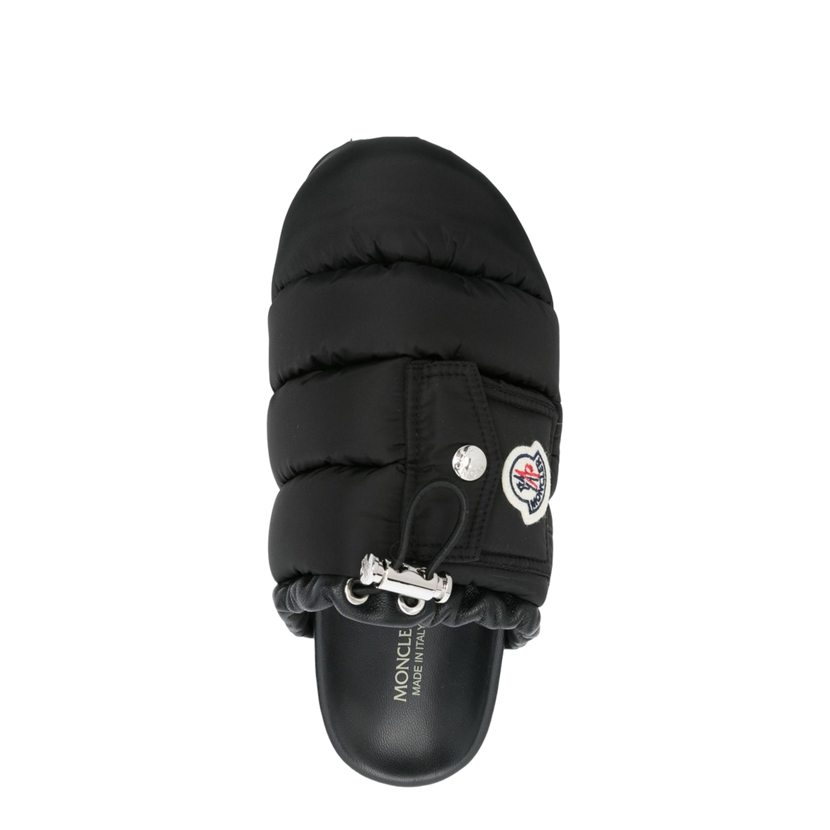 Black Pocket Padded Leather Mules