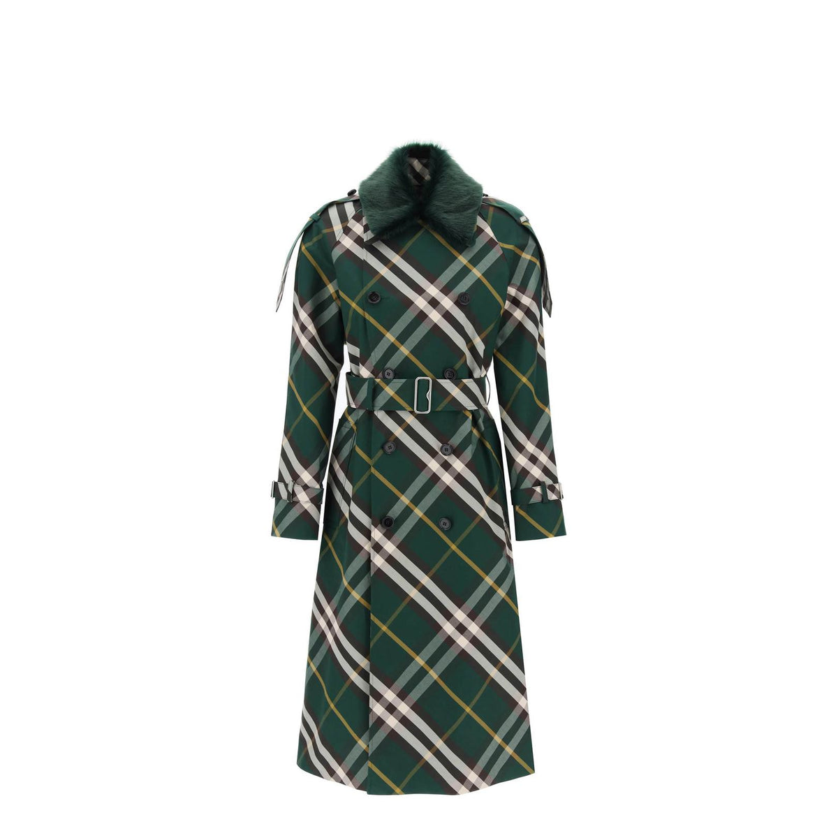 Burberry kensington trench coat with check pattern