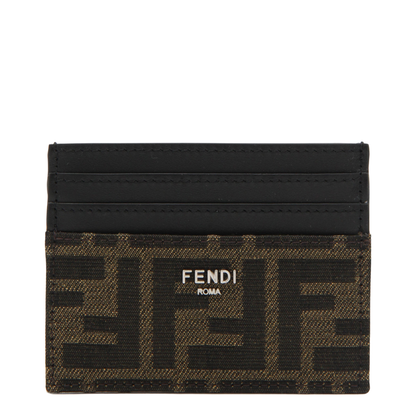 FF Jacquard Card Holder Leather Brown