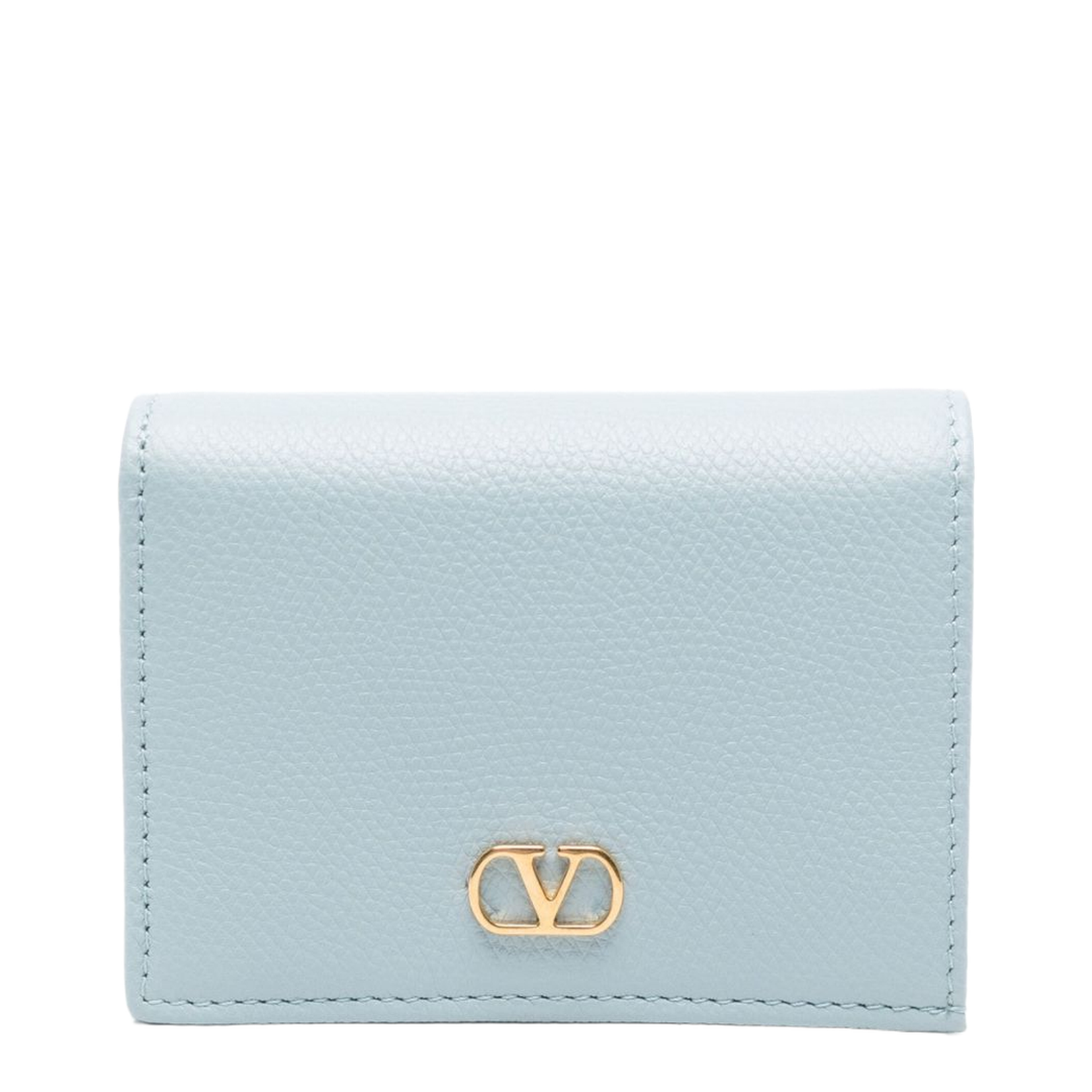 Light Blue Grained Calf-Leather Wallet