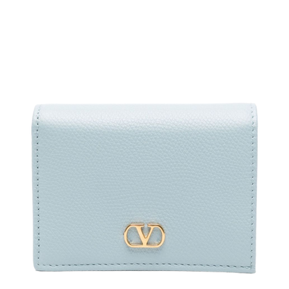 Light Blue Grained Calf-Leather Wallet
