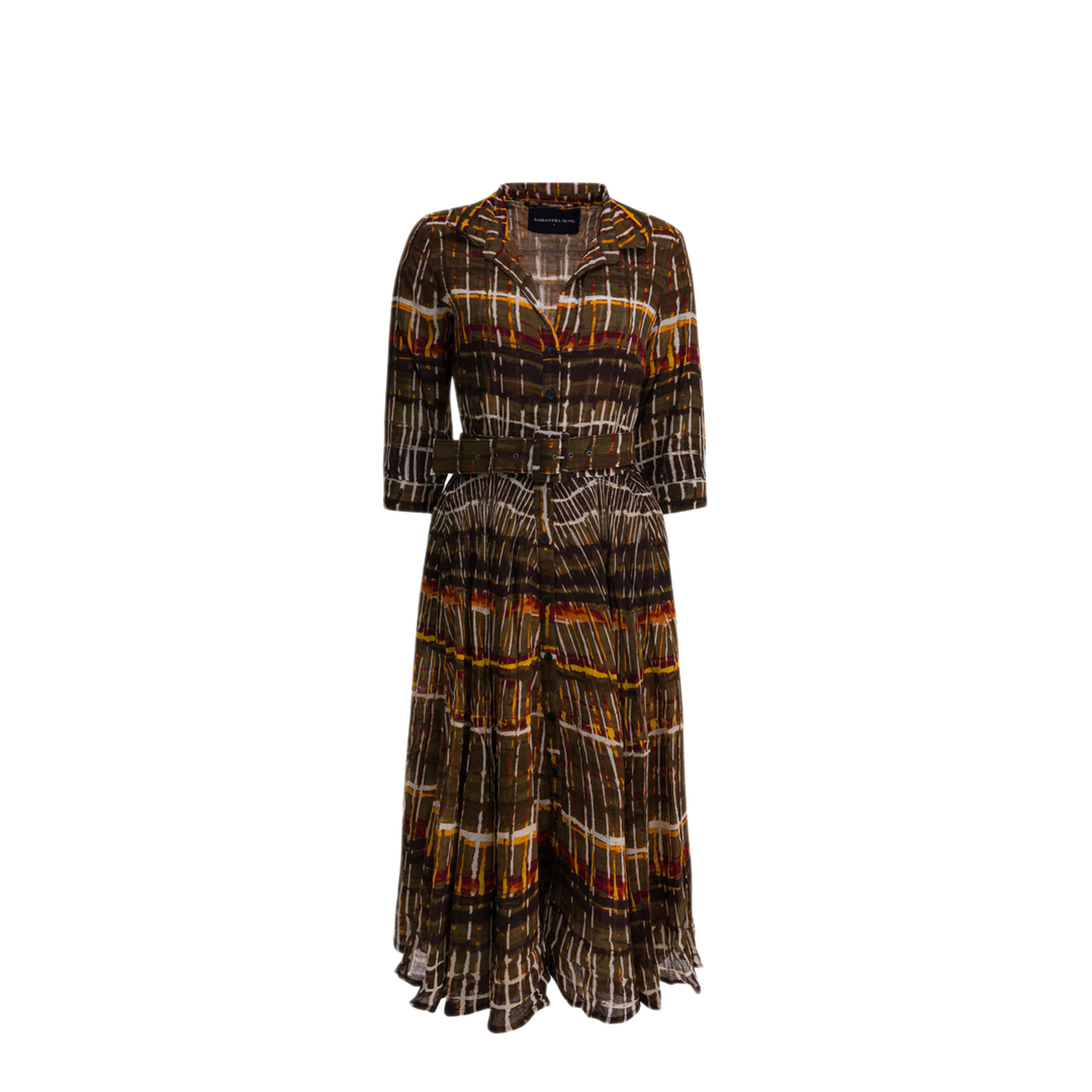 MAYFEYR - Samantha Sung - Wool Watercolor Plaid Midi Dress - ASTERWATERCOLORPLAIDCAMEL