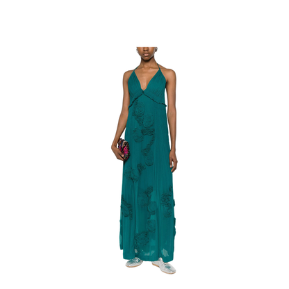 MAYFEYR - Dries Van Noten - Drina Viscose Long Dress With Floral Appliqués - 0110323376