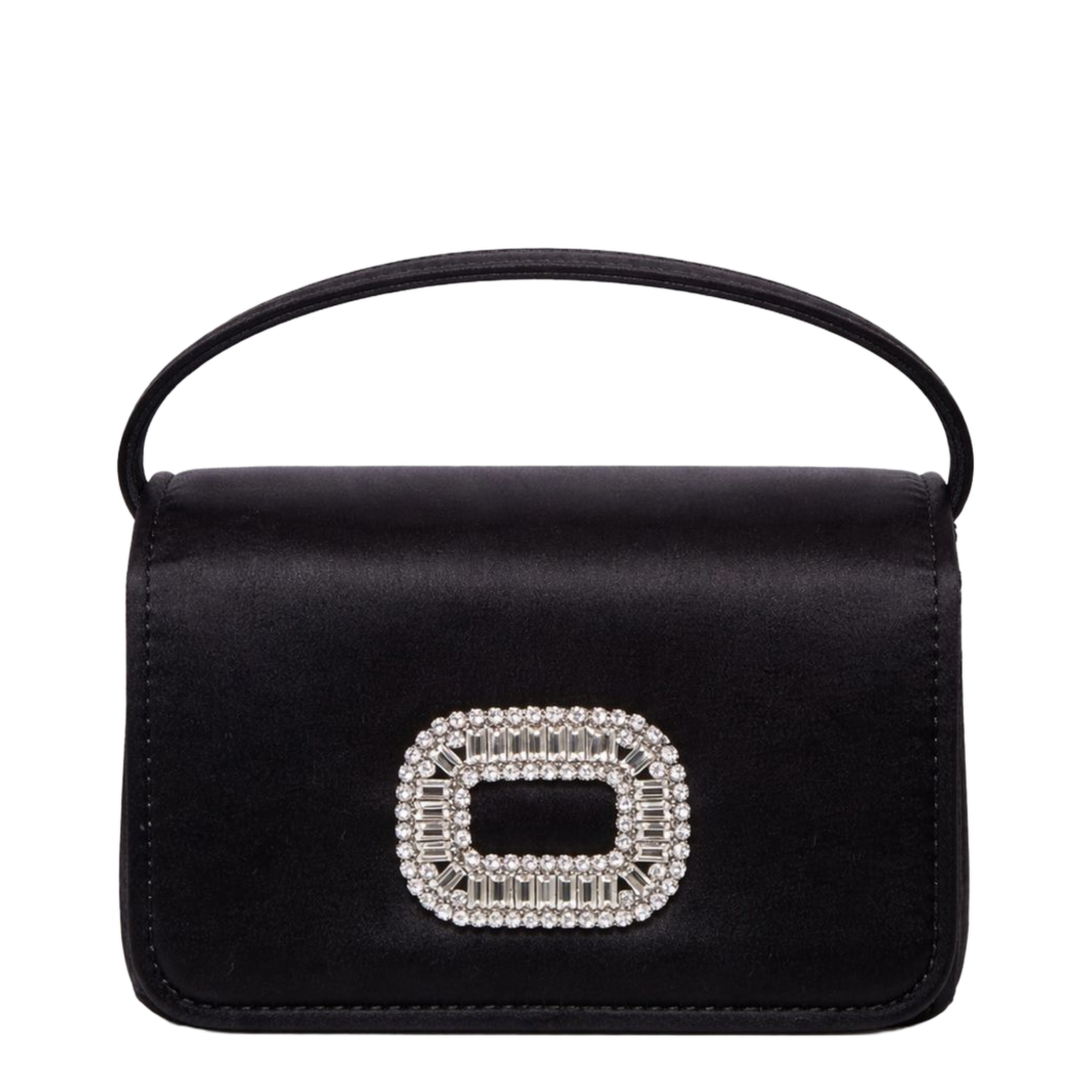 Chain Satin Shoulder Bag - Black