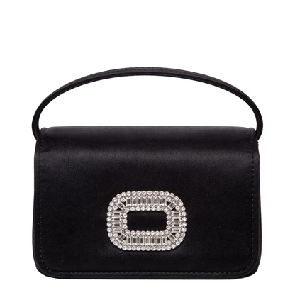 Chain Satin Shoulder Bag - Black