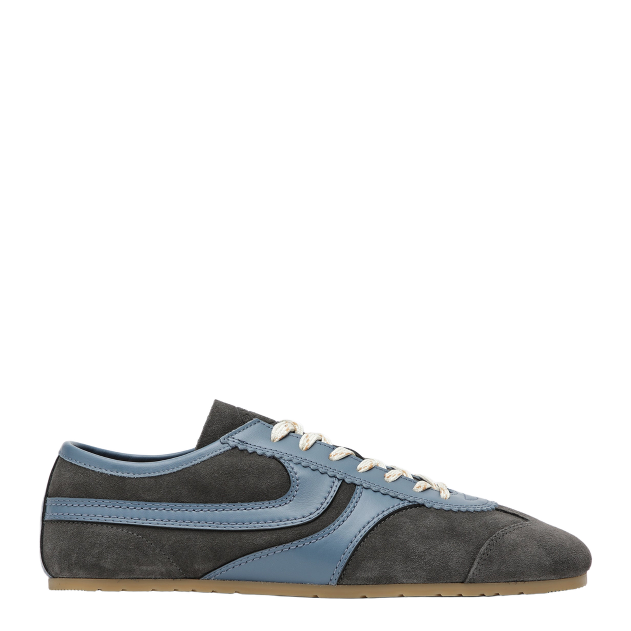 Steel Grey Leather and Suede Sneakers
