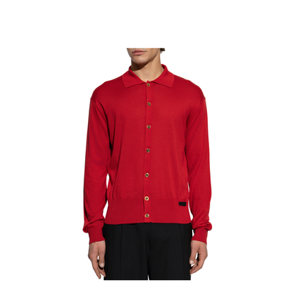 Red Silk Blend Cardigan