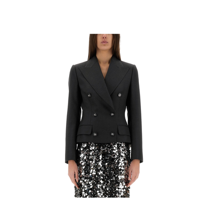 Double-Breasted Jacket with Logo Buttons