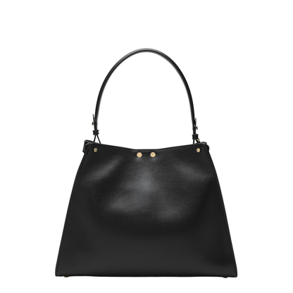 Way Medium Calf Leather with Suede Top-Handle Bag - Black / Chocolate