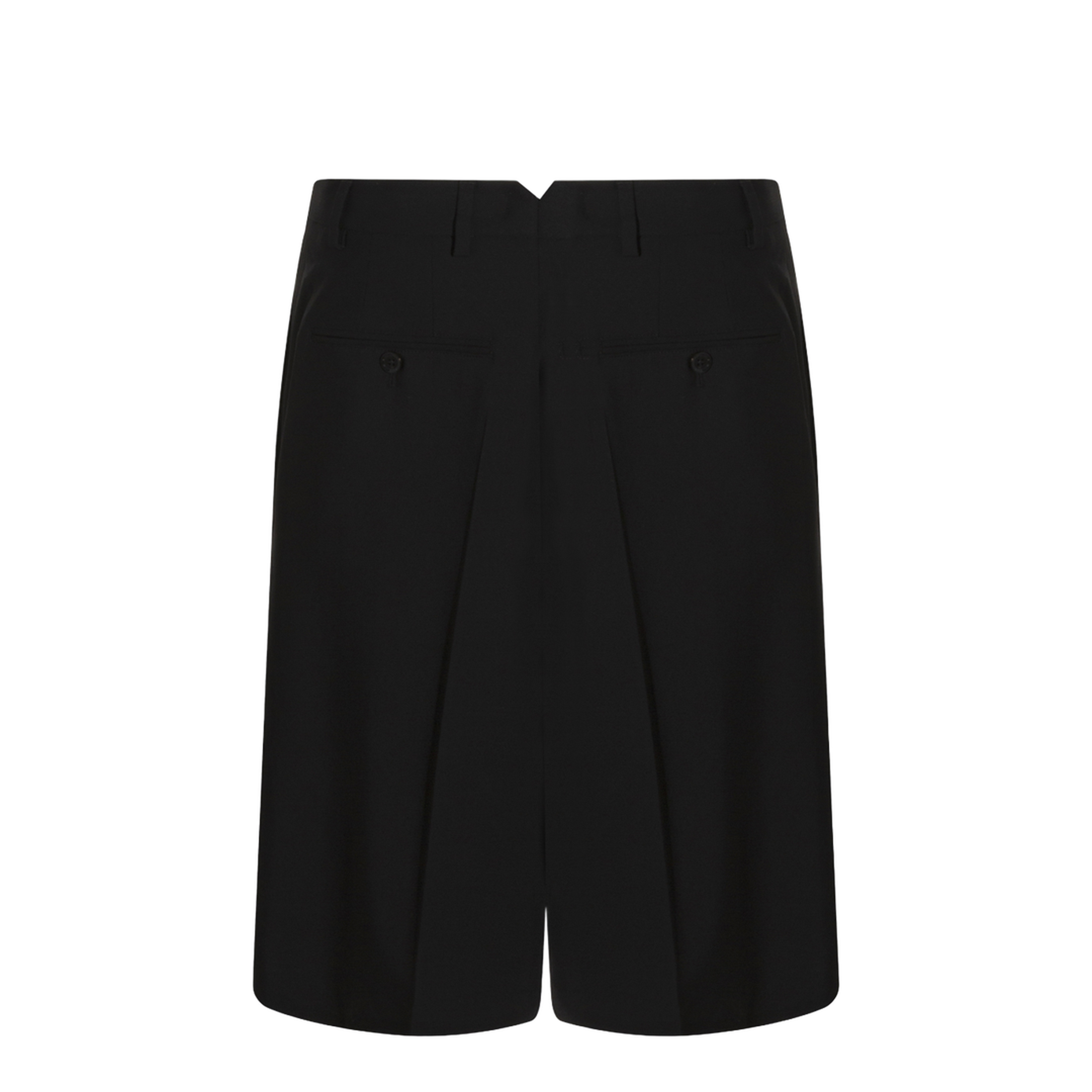 Black Pleated Bermuda Shorts in Cotton