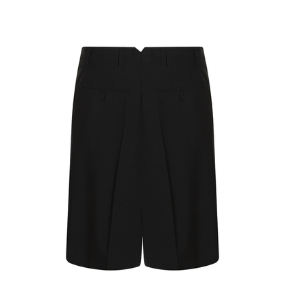 Black Pleated Bermuda Shorts in Cotton