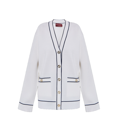 Fine Wool Cardigan in White