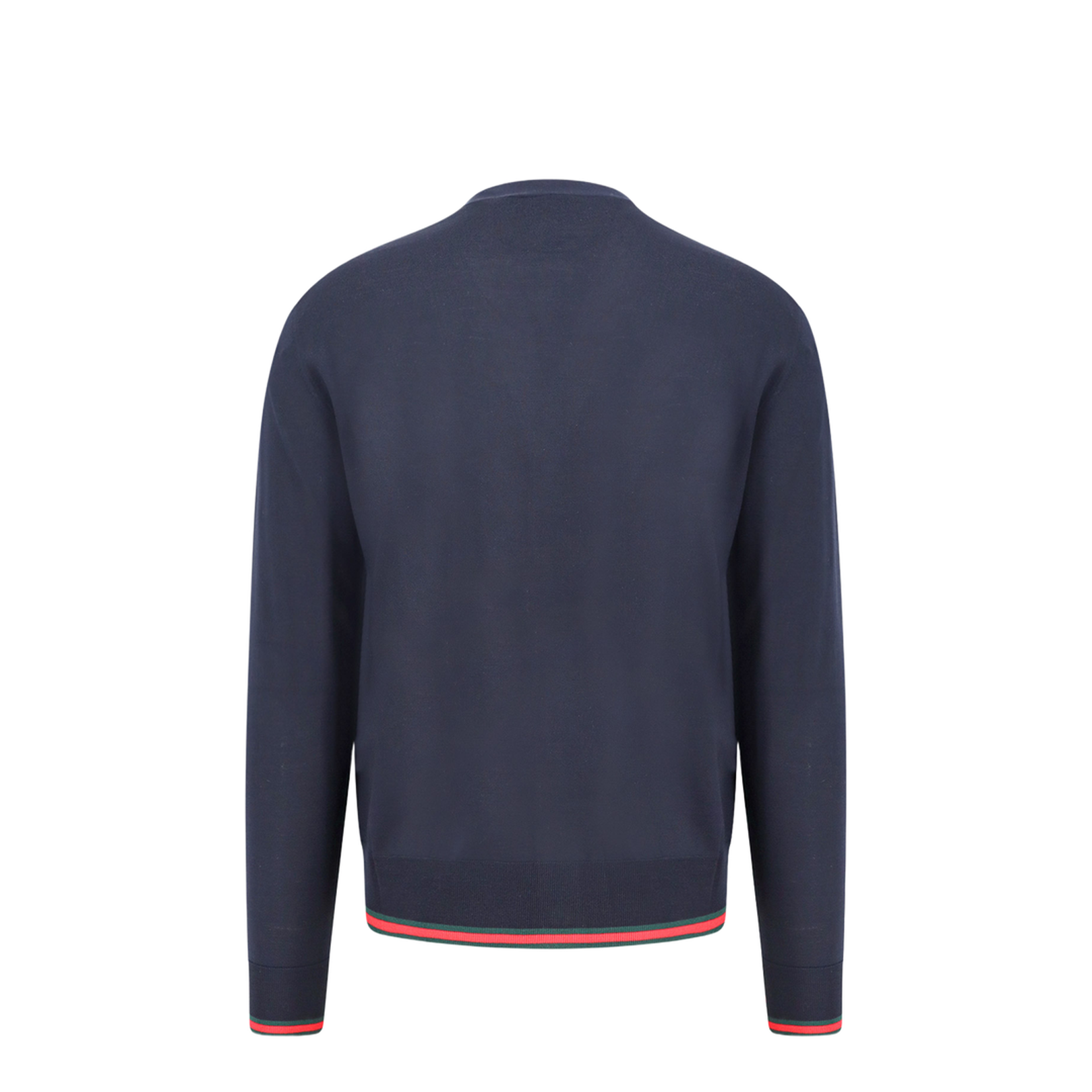 Wool Knit Cardigan with Web in Dark Blue