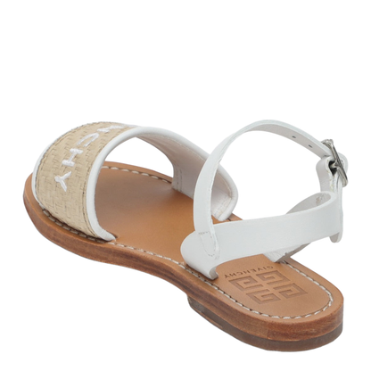 White Beige Sandals with Logo
