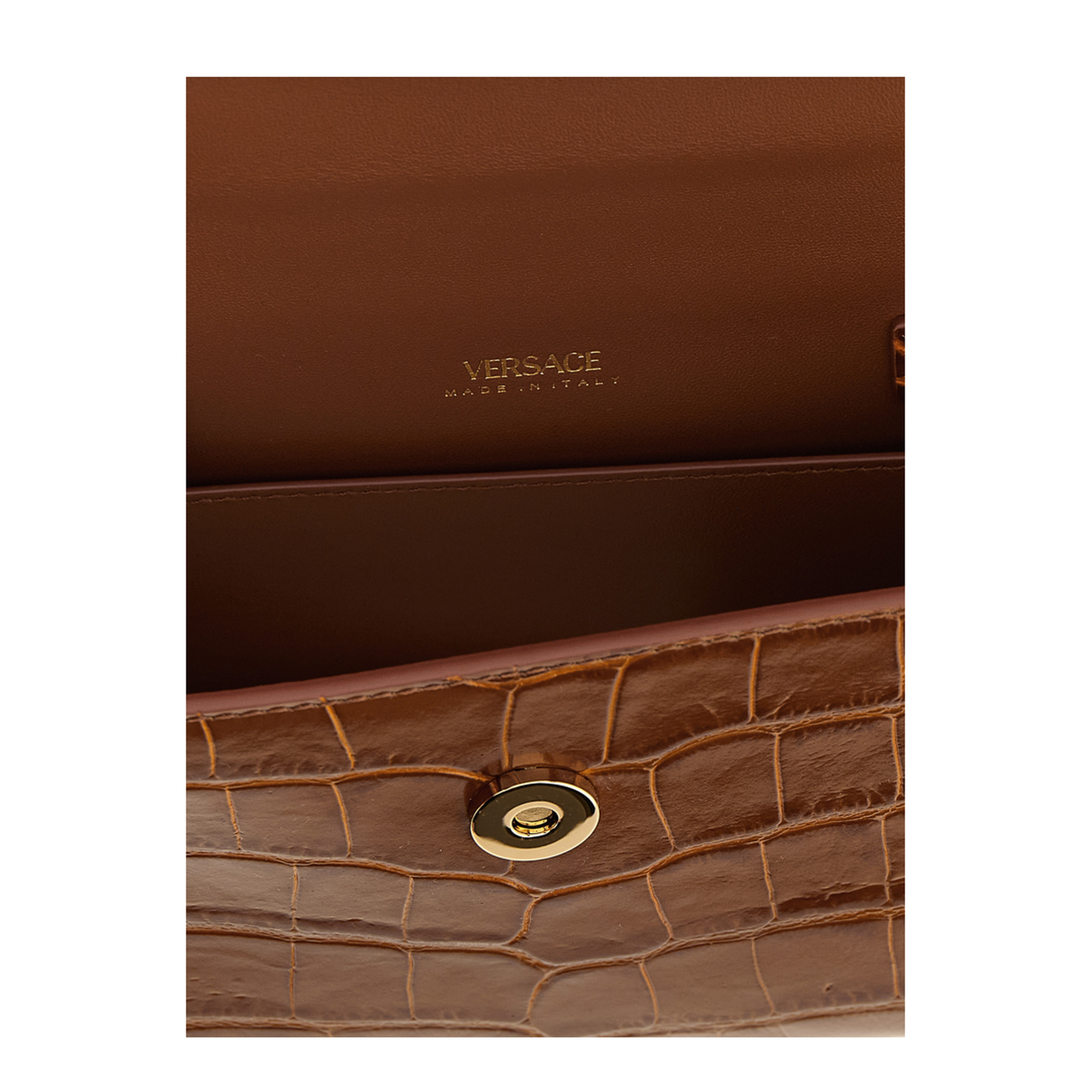 Embellished Small Croc-Effect Leather Handbag