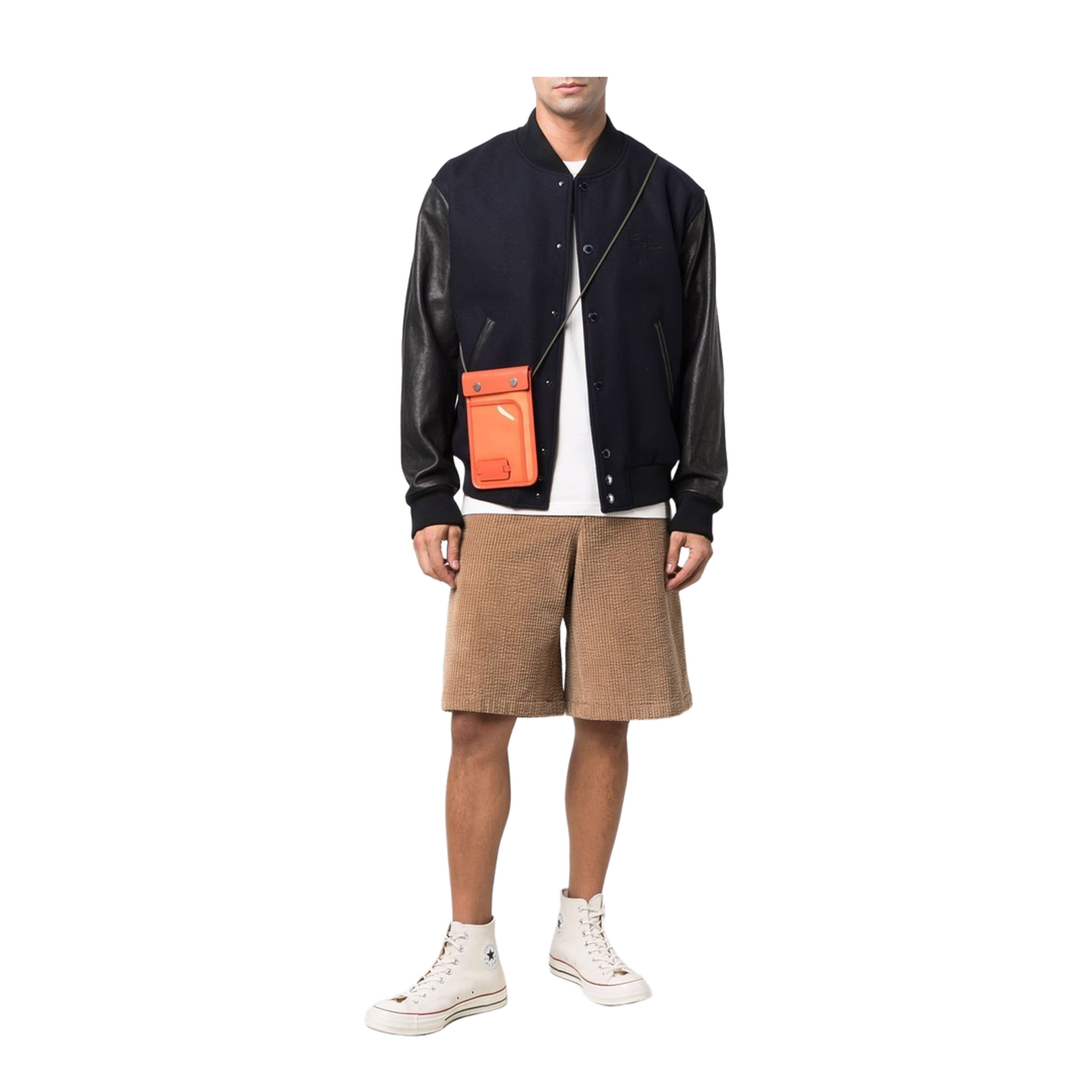 Panelled Design Baseball Collar Jacket