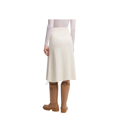White Wool & Cashmere Midi Skirt