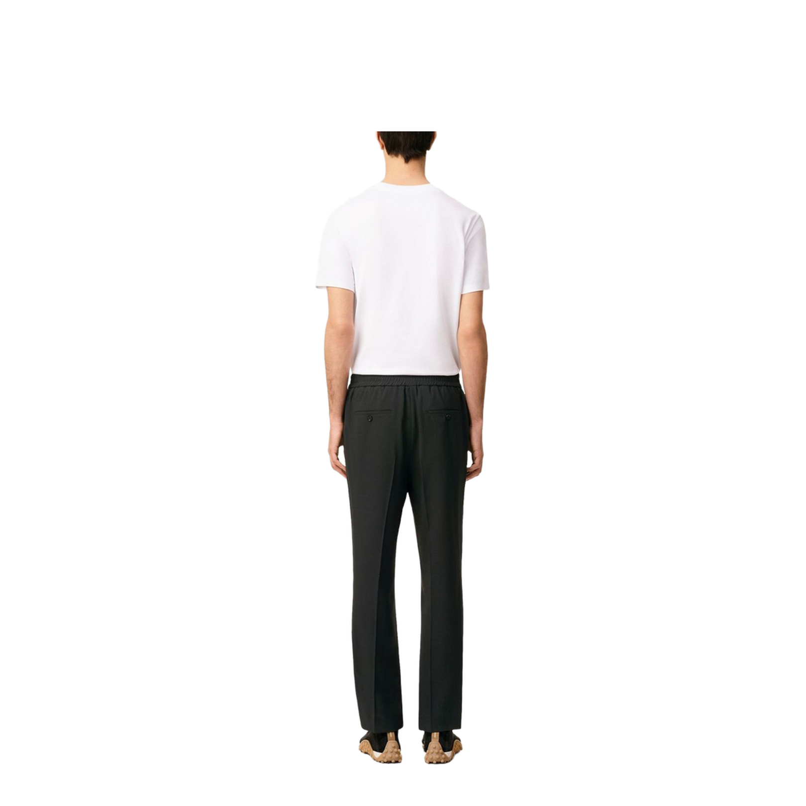 Black Wool Elasticated Waist Trousers