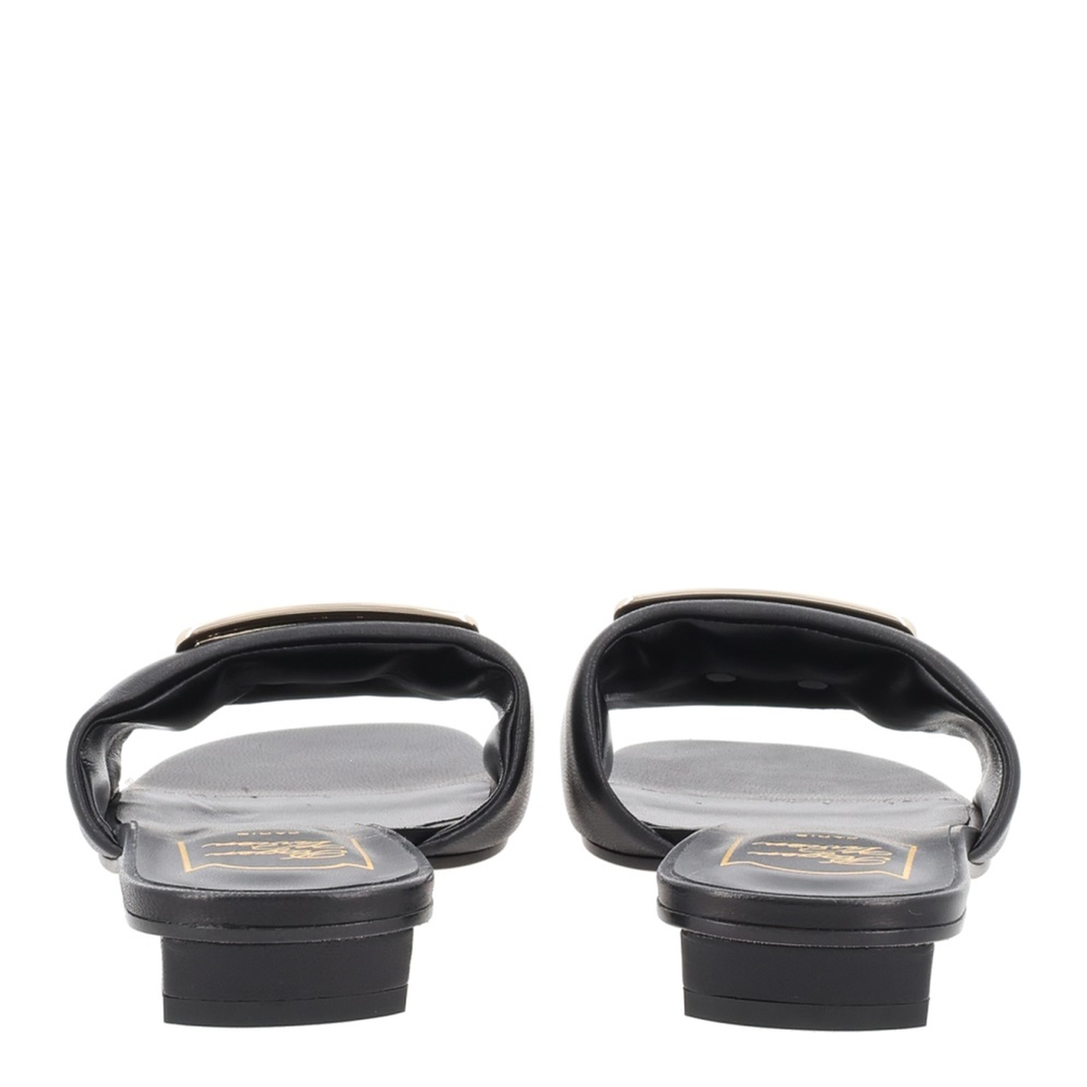 Square Buckle Leather Slides