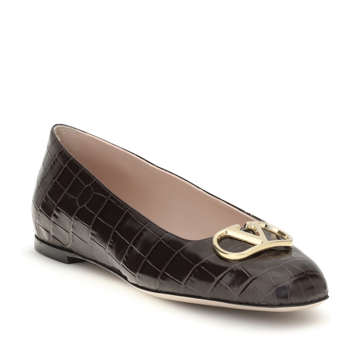 MAYFEYR - Valentino - Vlogo Signature Croc Effect Ballerinas - 9W2S0PI8LURREL