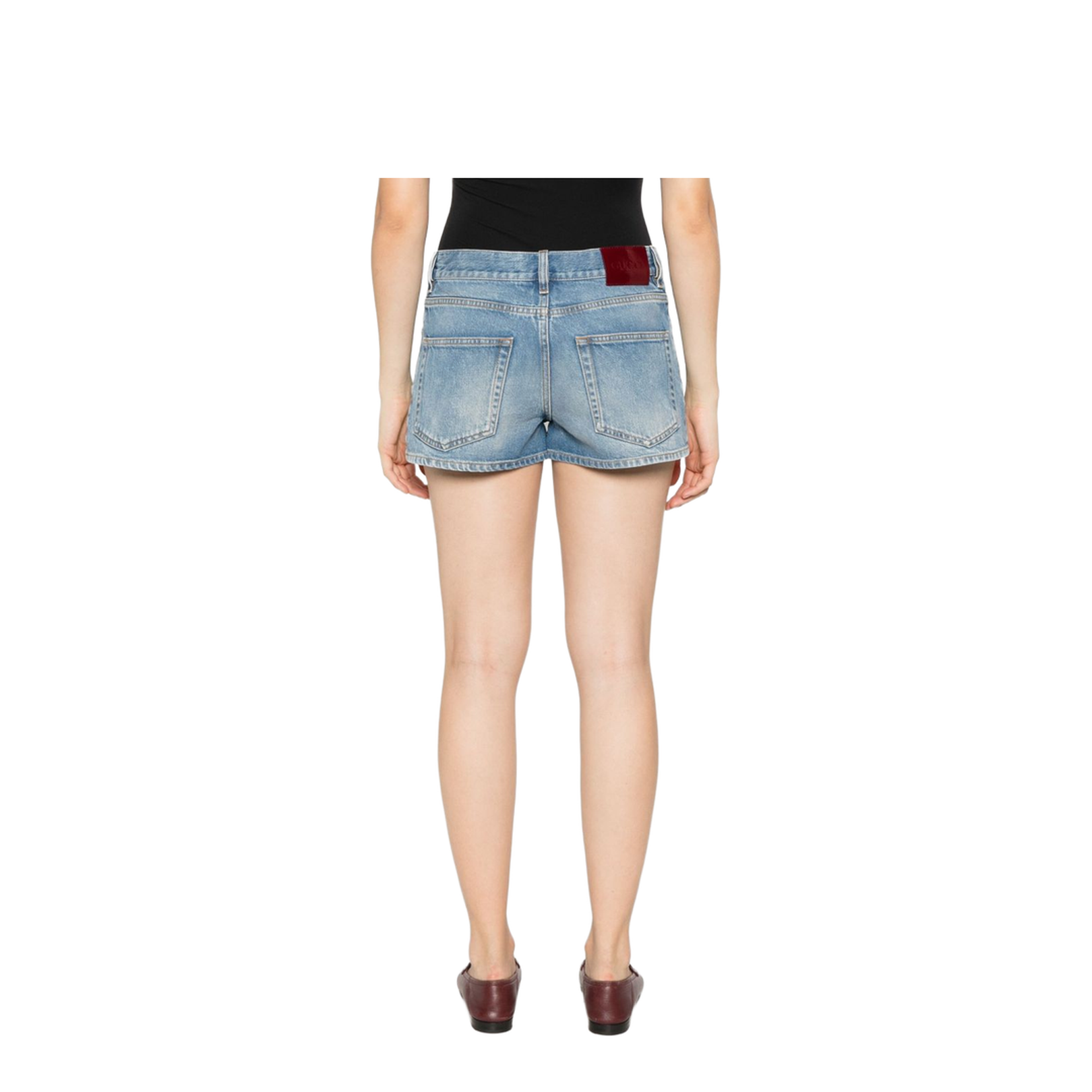 Stonewashed Denim Shorts in Light Blue