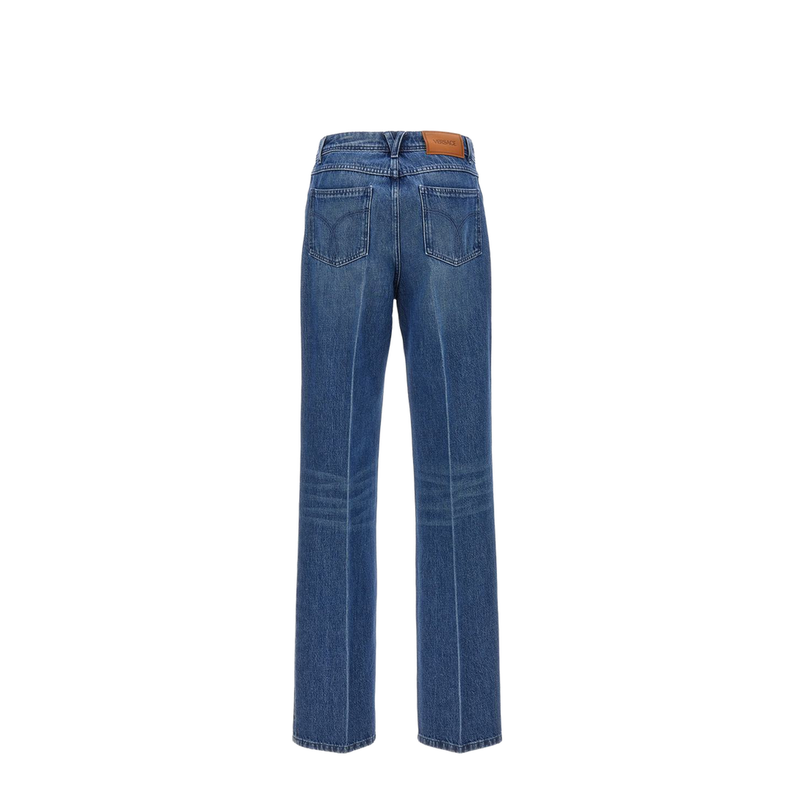 Logo-plaque Straight-leg Jeans In Blue