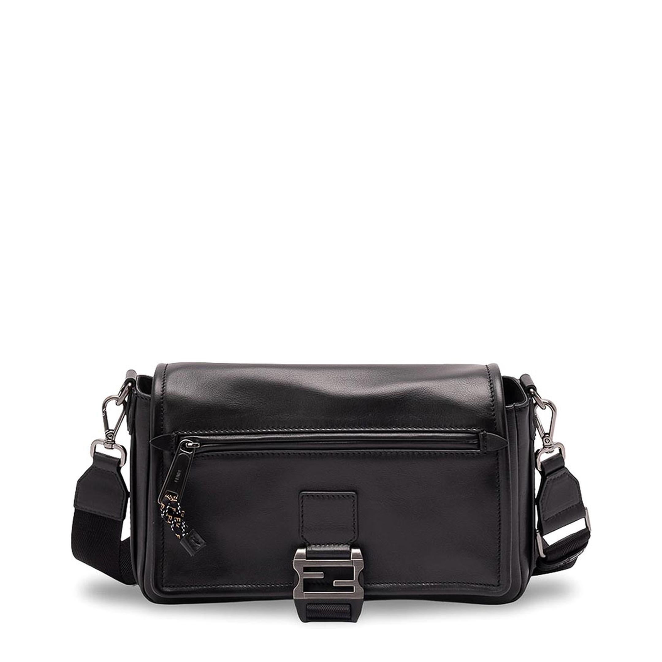 Flux Messenger Leather Crossbody Bag - Black