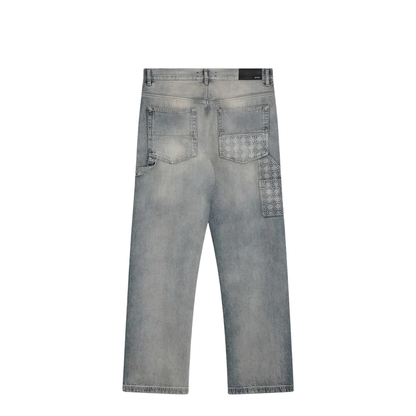 Washed Jeans With Decorative Panel