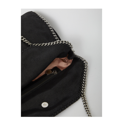 Falabella Fold-Over Shaggy Deer Tote Bag - Black