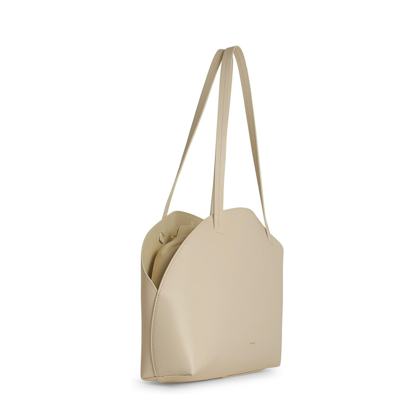 Curve Media White Leather Crossbody Bag
