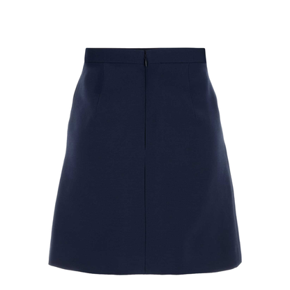 Navy Blue Wool Blend Skirt