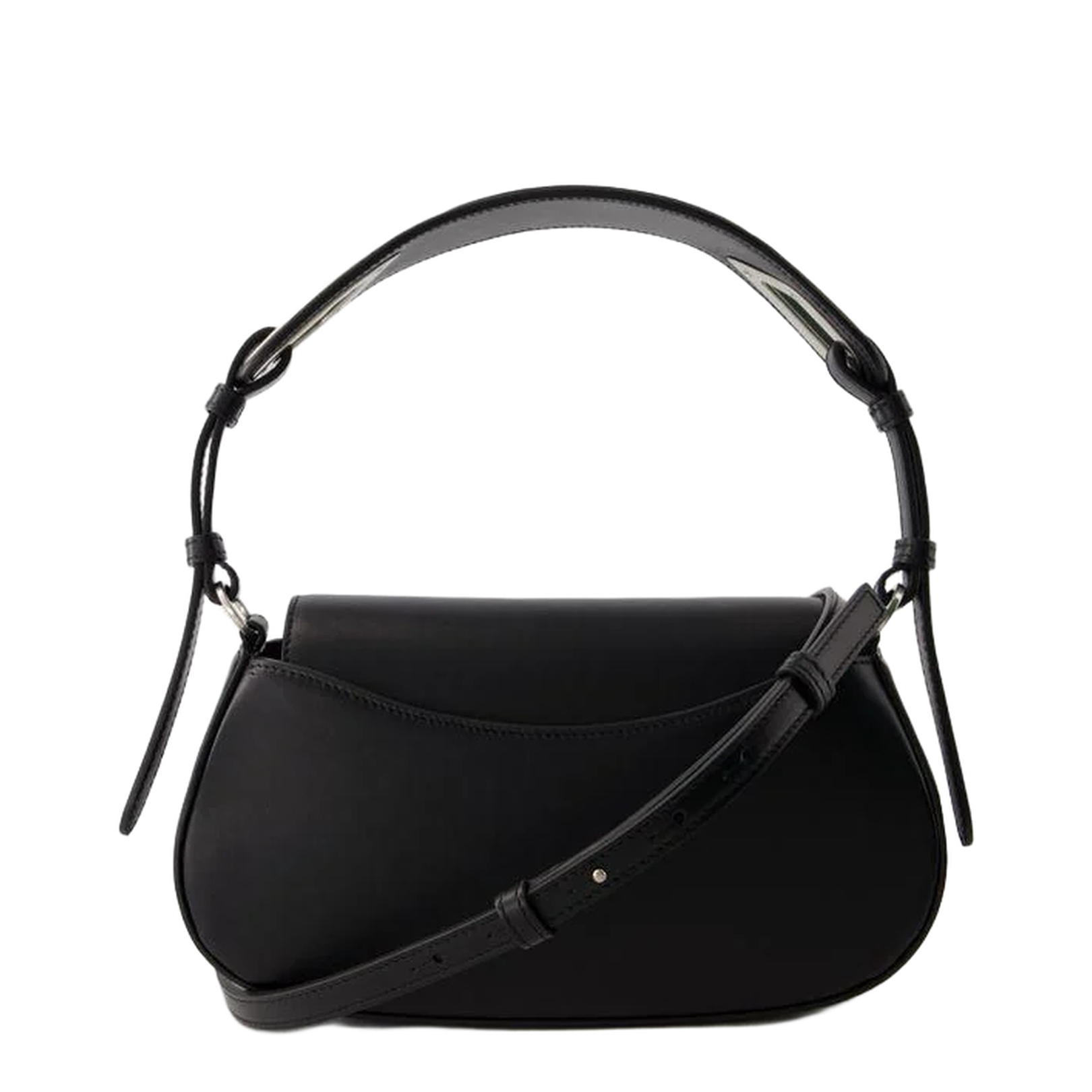 Clam Baguette Bag in Beige Leather with Logo