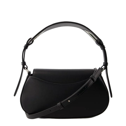Clam Baguette Bag in Beige Leather with Logo