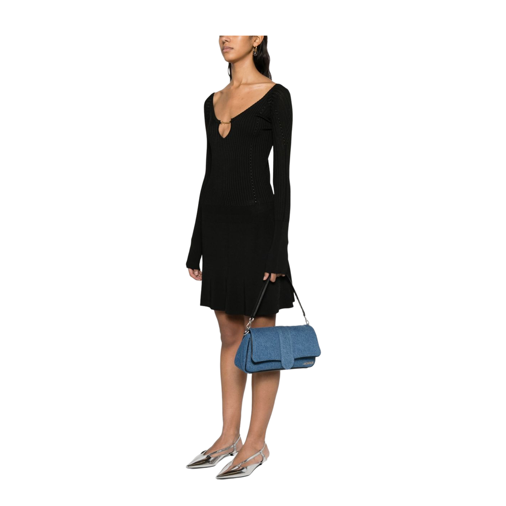 Black Ribbed Knit Dress