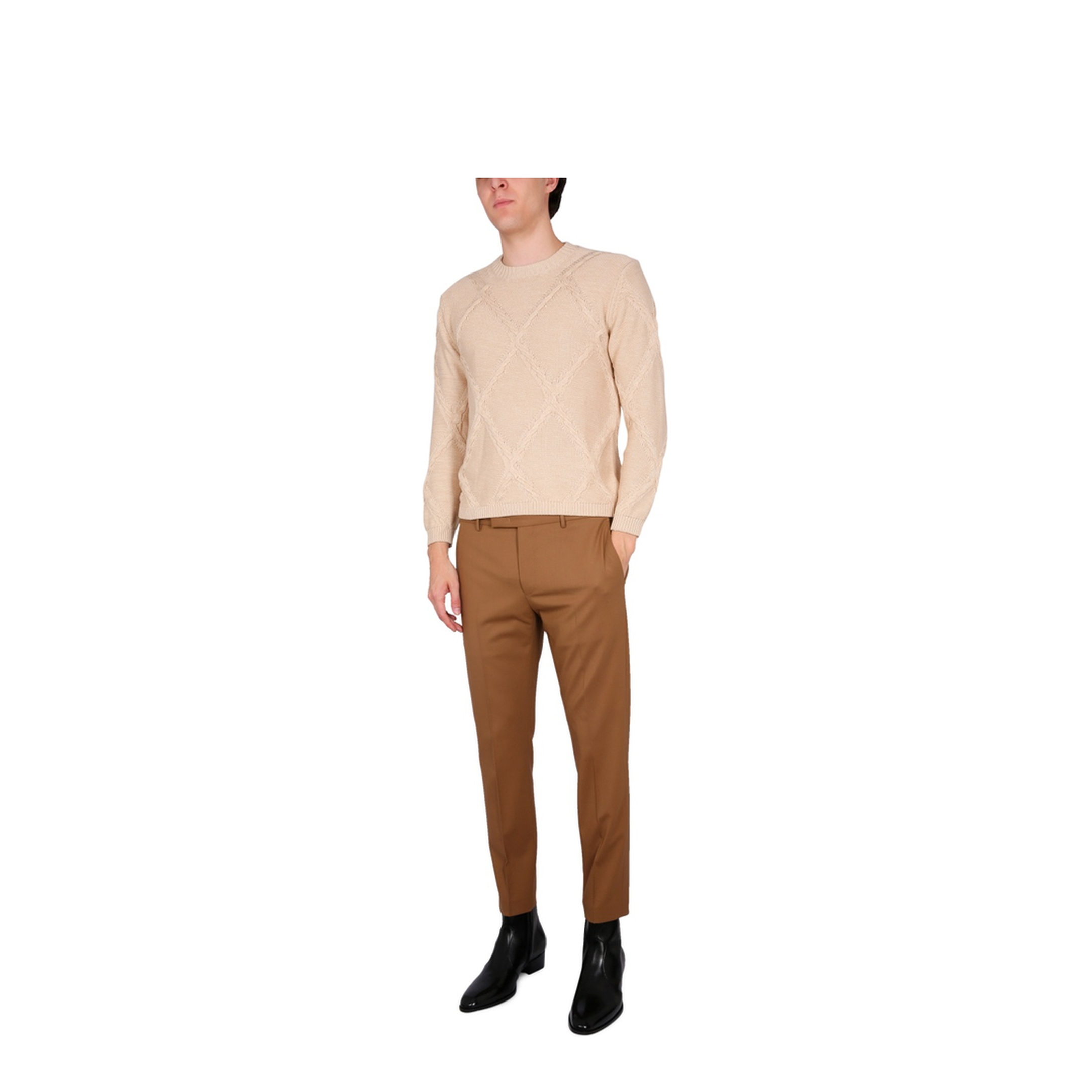 MAYFEYR - BALLANTYNE - Cotton Cable Stitch Crew Neck Sweater - B2P1605C02294013