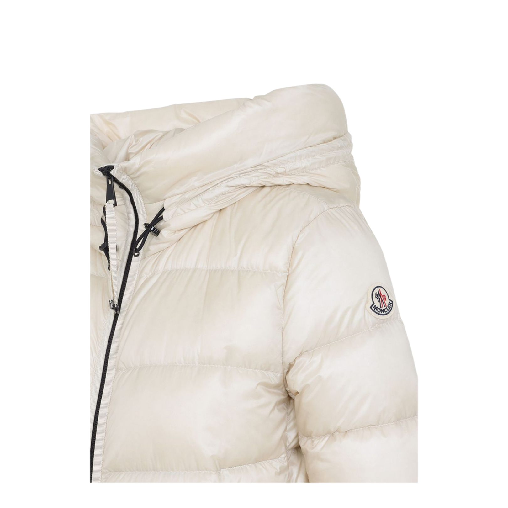 Light Beige Hooded Mid-Length Down Jacket