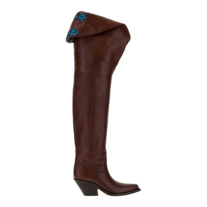 MAYFEYR - Chloè - Azelan Chocolate Leather Boots - CH26W21N1M25E