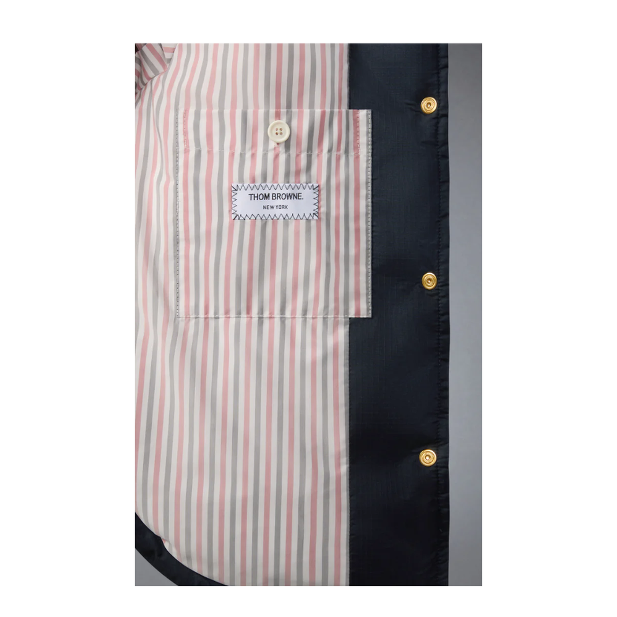 MAYFEYR - Thom Browne - Down Hooded Shirtdress With 4 Bar In Shiny Ripstop - FBD076XF1095415