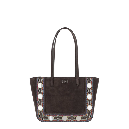 Mini Tote Bag Nellcôte In Brown Suede