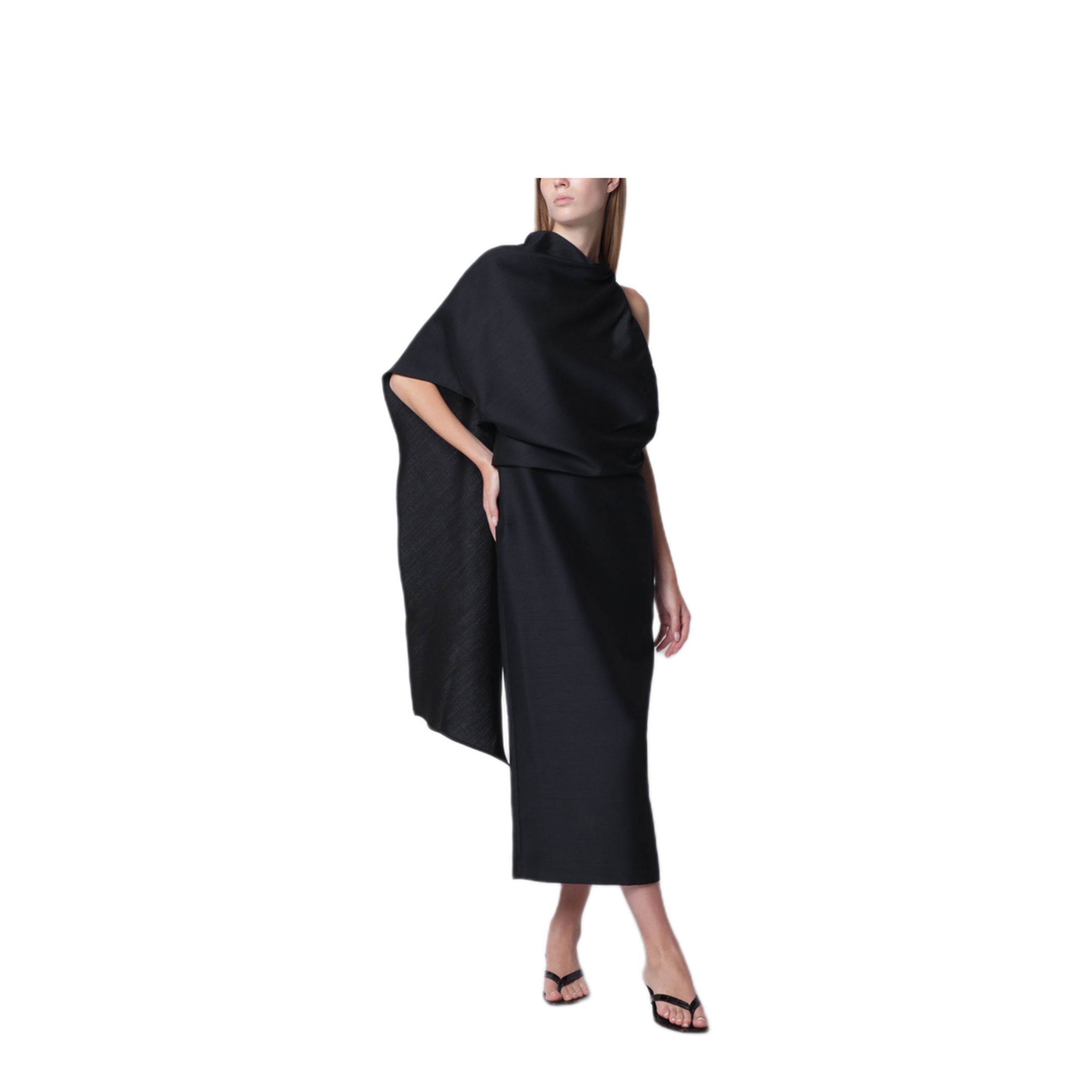 MAYFEYR - Róhe - Midnight Blue One Shoulder Midi Dress - 420-33-143VI402