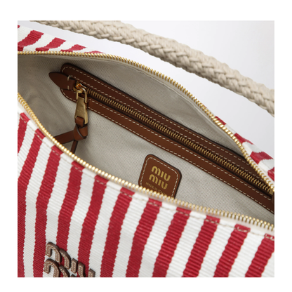 MAYFEYR - Miu Miu - Ruby/Cognac Striped Canvas Bag - 5BC196ILO2I0GF0ZIZ
