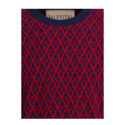 Embroidered Cotton Sweater Red