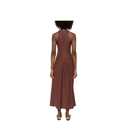 Sleeveless Panelled Midi Dress Brown