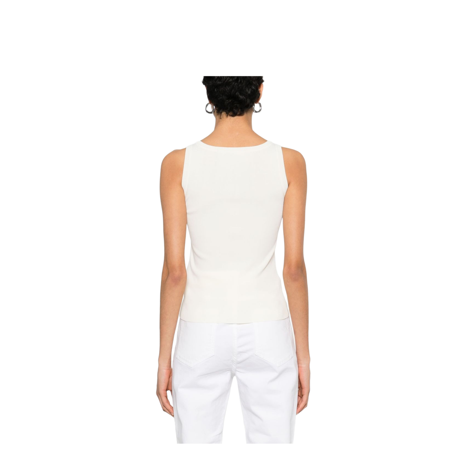 Pure Knitted Tank Top In Beige