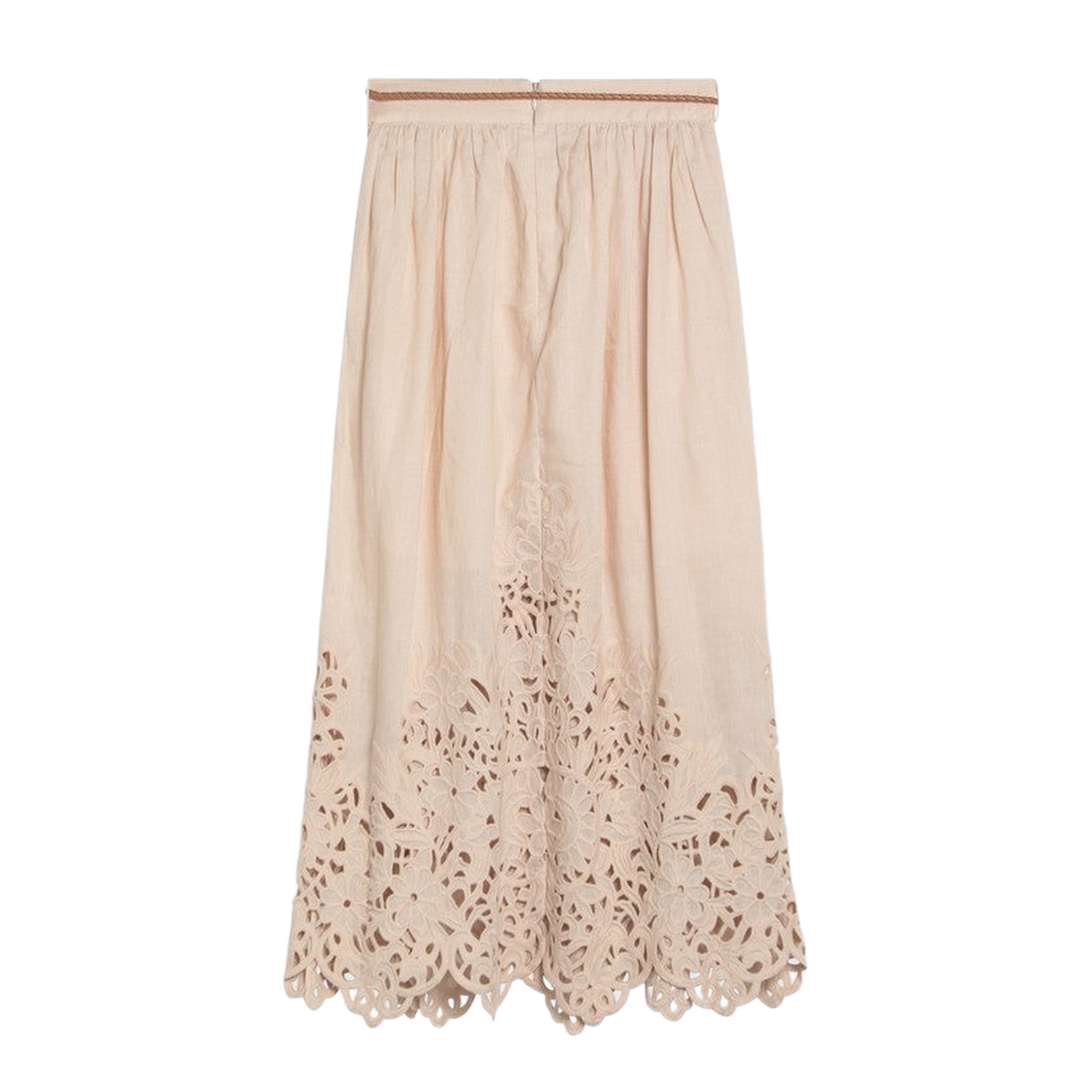 Cream Linen Midi Skirt