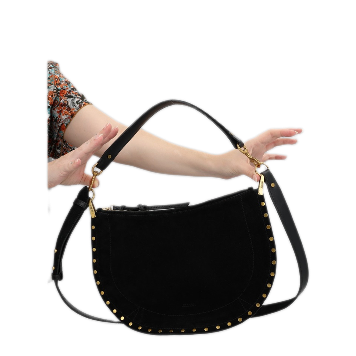 Oskan Suede Calfskin Bag - Black