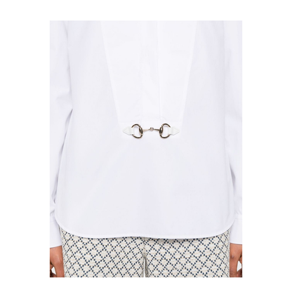 Cotton Poplin Shirt with Horsebit in White